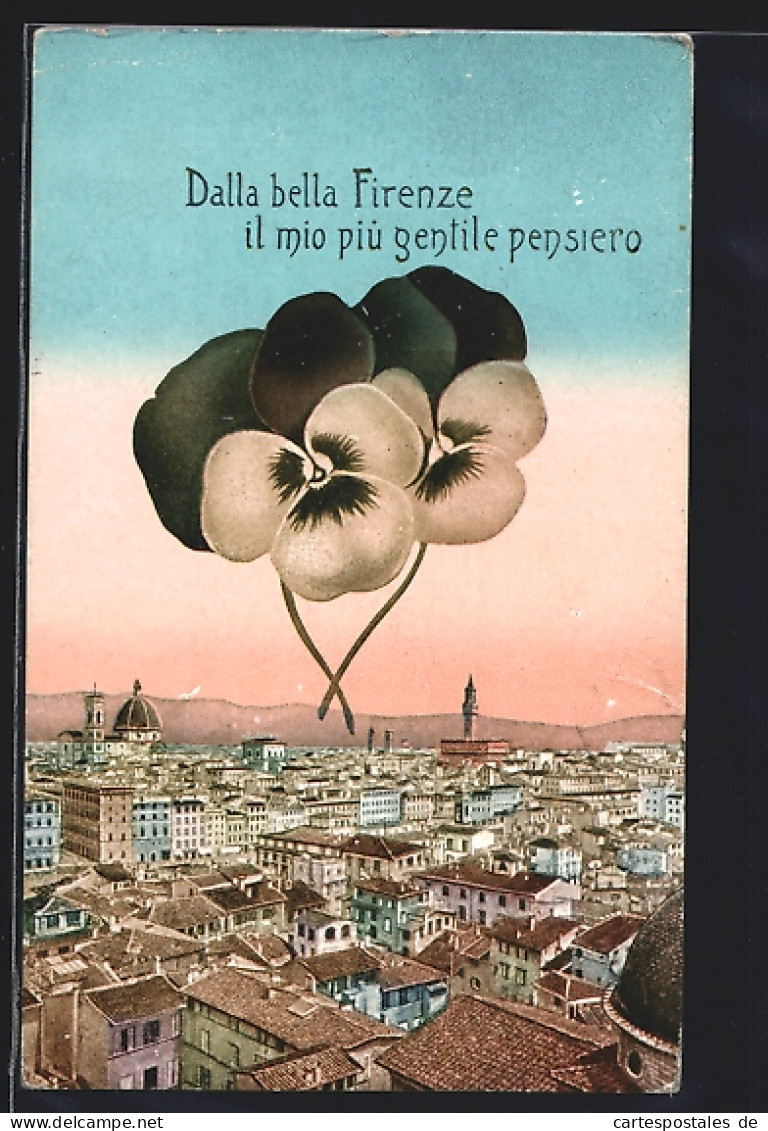 Cartolina Firenze, Panorama, Stiefmütterchen  - Firenze
