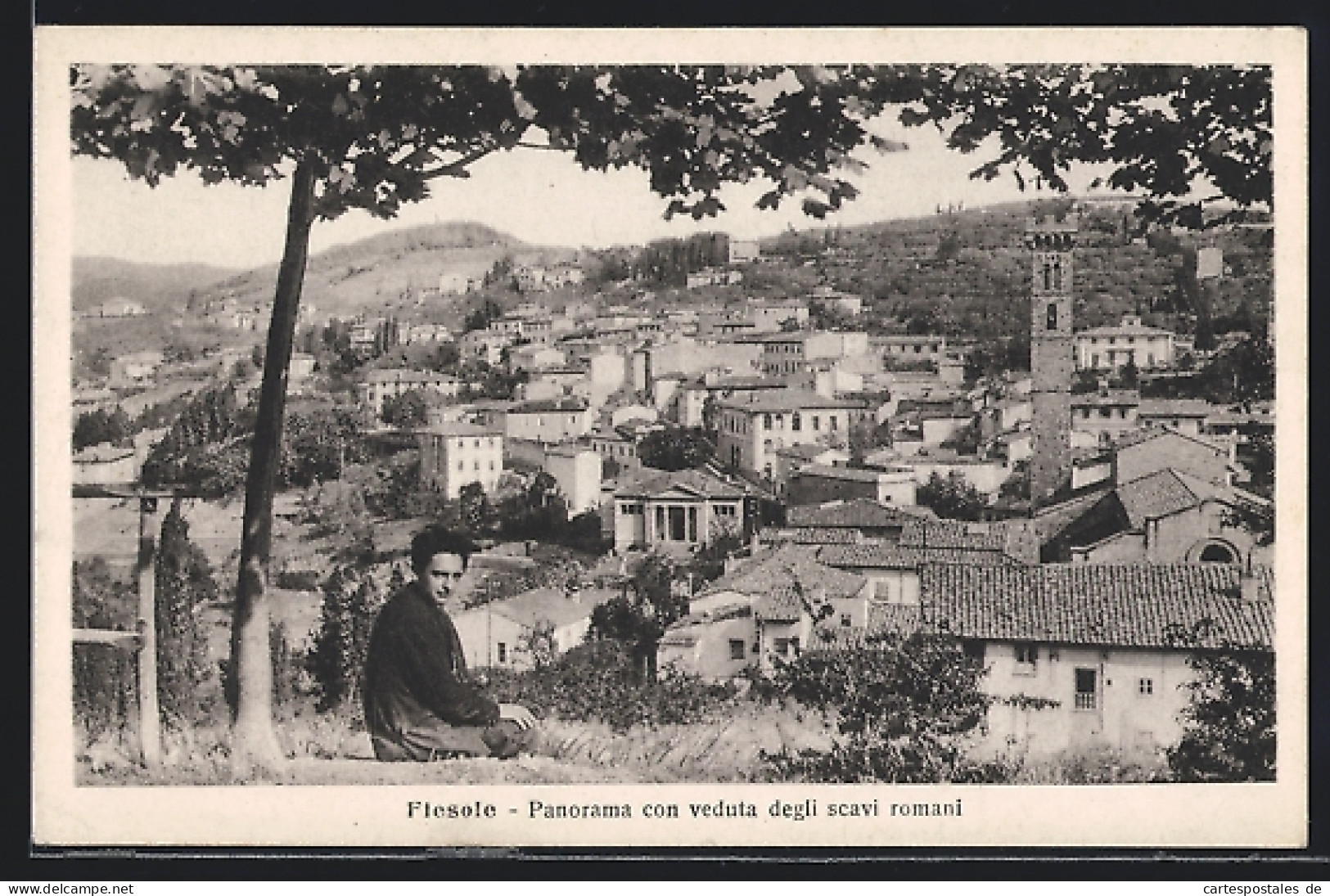Cartolina Fiesole, Panorama Con Veduta Degli Scavi Romani  - Other & Unclassified