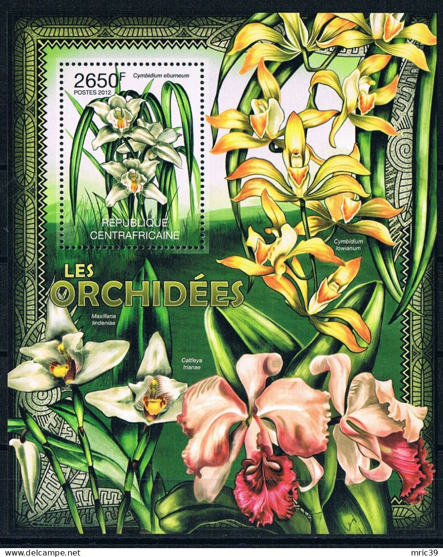 Bloc Sheet Fleurs Orchidées Flowers Orchids  Neuf  MNH **  Central Africa Centrafricaine 2012 - Orchids