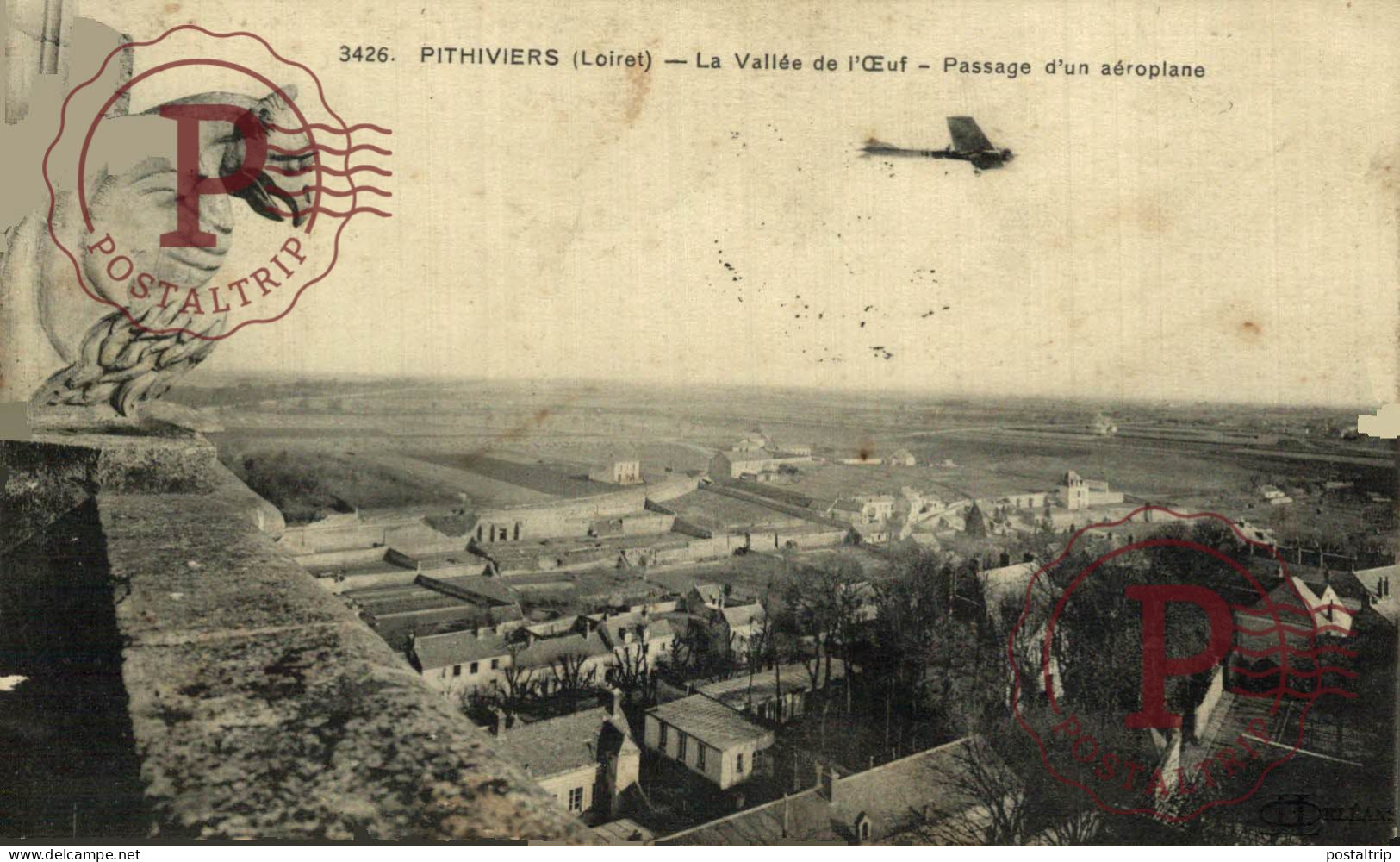 FRANCIA. FRANCE. PITHIVIERS. La Vallée De L'Oeuf. PASSAGE D'UN AEROPLANE. - Pithiviers