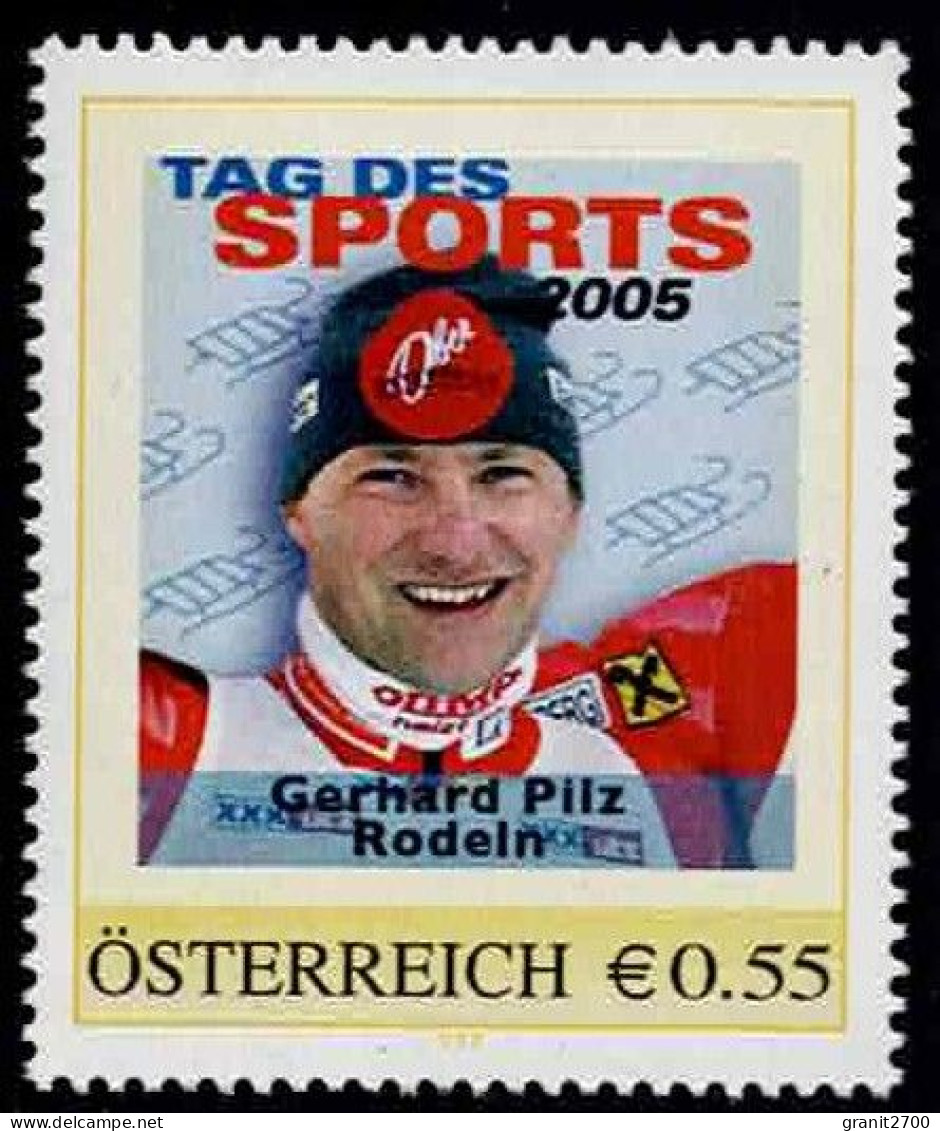 PM  Tag Des Sports 2005 - Gerhard Pilz - Rodeln  Ex Bogen Nr. 8007320  Postfrisch - Personalisierte Briefmarken