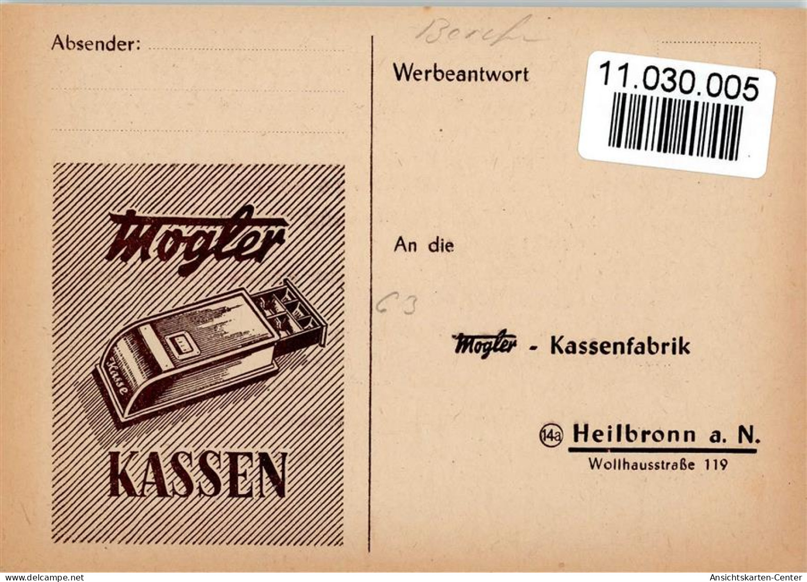 11030005 - Werbung Mogler Kassen Aus - Werbepostkarten