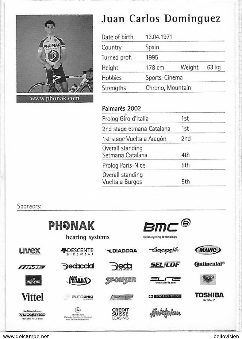 EQUIPE PHONAK - Juan Carlos Dominguez - Radsport