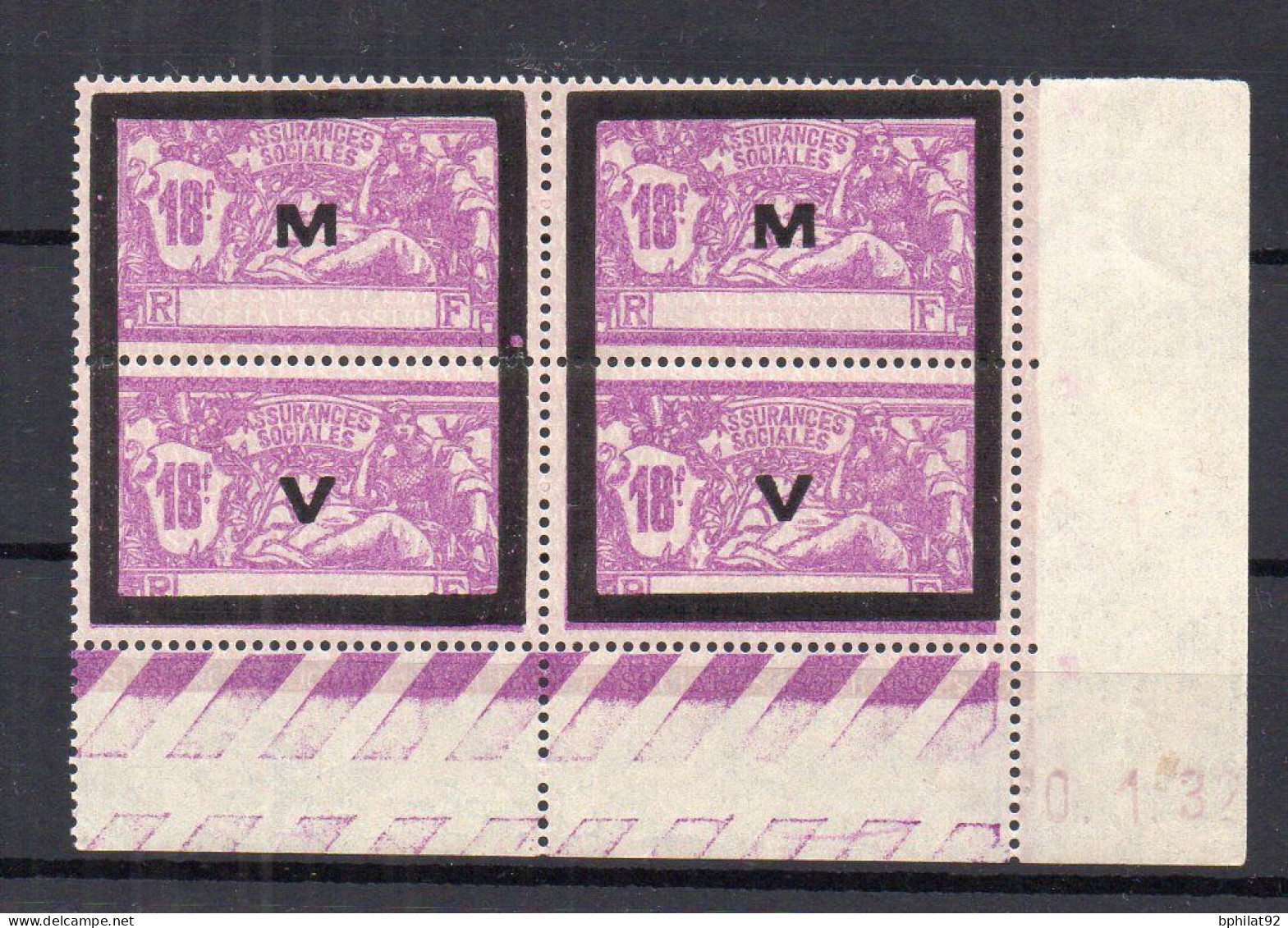 !!! FISCAUX, SECURITE SOCIALE BLOC DE 4 DU N°47 NEUF ** COIN DATE - Stamps