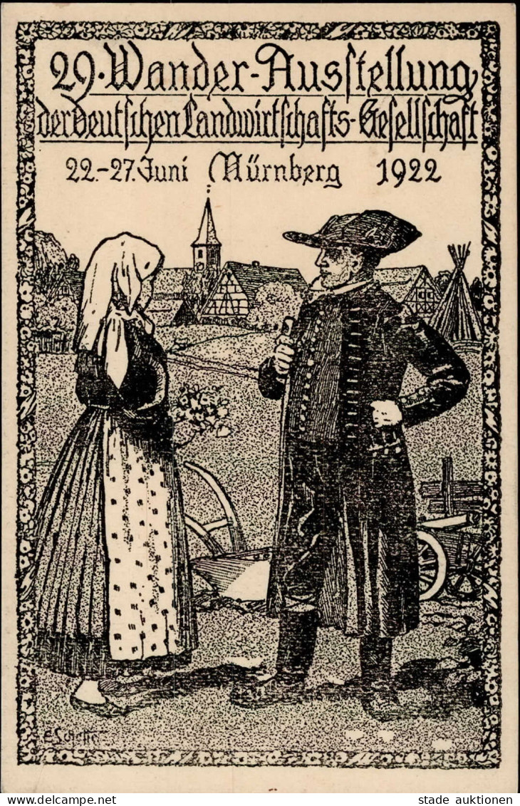 Landwirtschaft - NÜRNBERG Gruss V.d. 29.WANDER-AUSSTELLUNG D. DEUTSCHEN LANDWIRTSCHAFT 1922 Offiz. Karte 2 Künstlerkarte - Autres & Non Classés