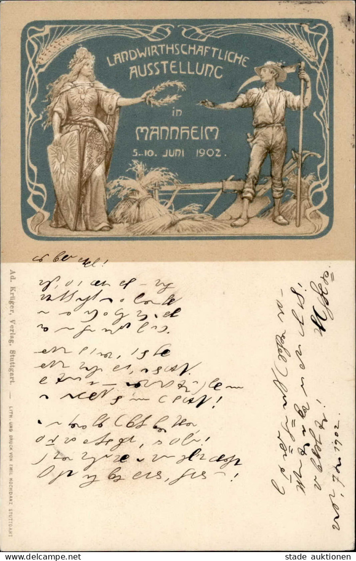 Landwirtschaft - Prägekarte LANDWIRTSCHAFTLICHE AUSSTELLUNG MANNHEIM 1902 I Paysans - Sonstige & Ohne Zuordnung