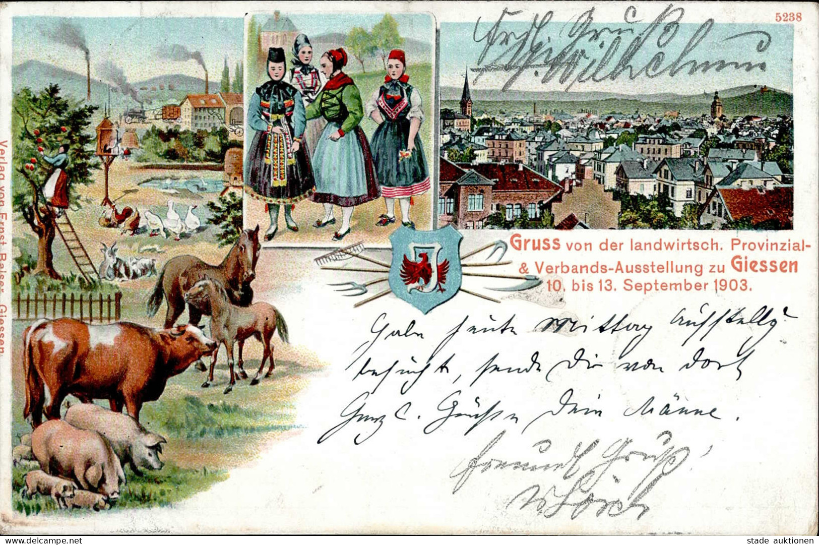 Landwirtschft GIESSEN (6300) - Gruss Von Der LANDWIRTSCHAFTLICHEN AUSSTELLUNG 1903 Offiz. Ausstellungs-Karte I-II Montag - Other & Unclassified