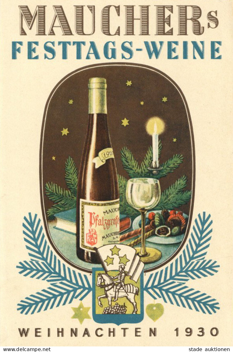 Wein Karte Mauchers Festtags-Weine Weihnachten 1930, 4 S. II Noel Vigne - Sonstige & Ohne Zuordnung