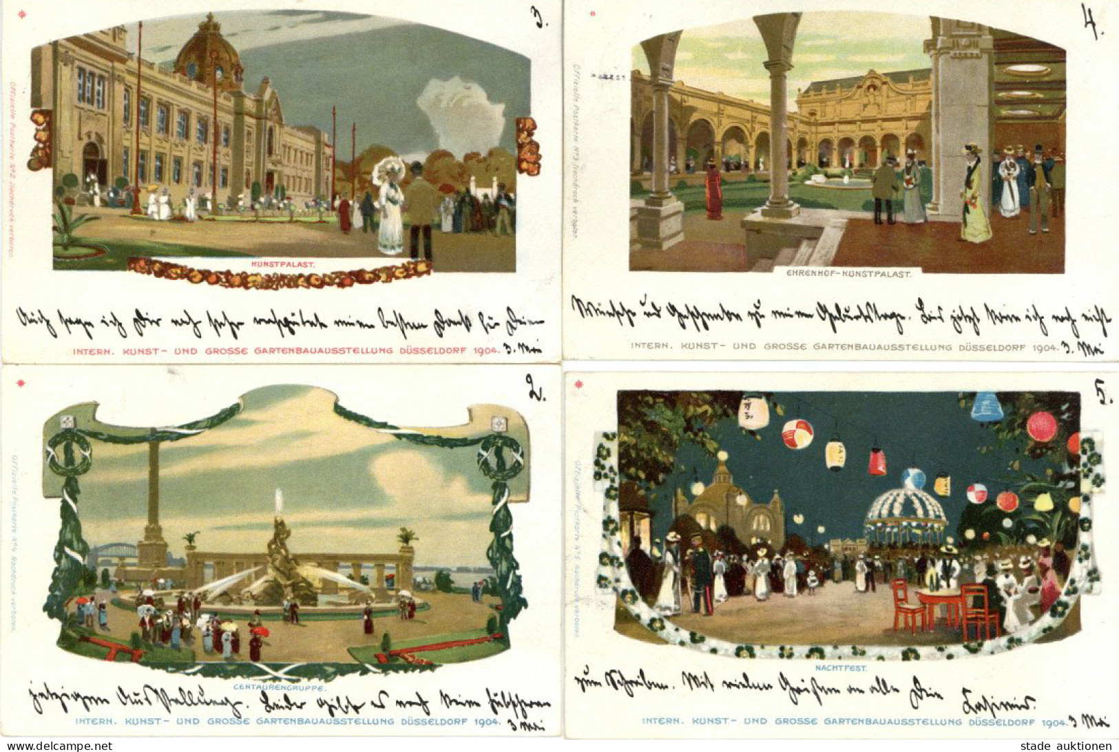 DÜSSELDORF - 4 Versch. So-Karten (Nr.2-5) INT. KUNST- Und GARTENBAUAUSSTELLUNG DÜSSELDORF 1904 I-II - Expositions