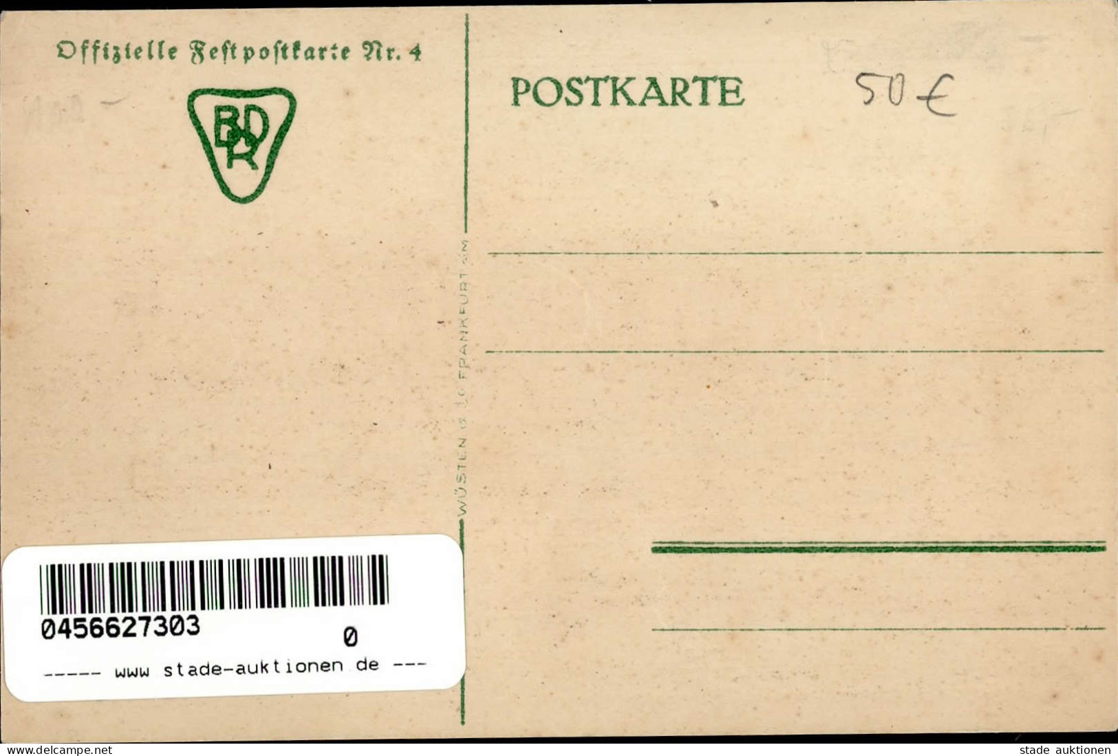 FRANKFURT/Main - 41. DEUTSCHER RADFAHRER-BUNDESTAG 1924 Festpostkarte Nr. 4 I - Tentoonstellingen