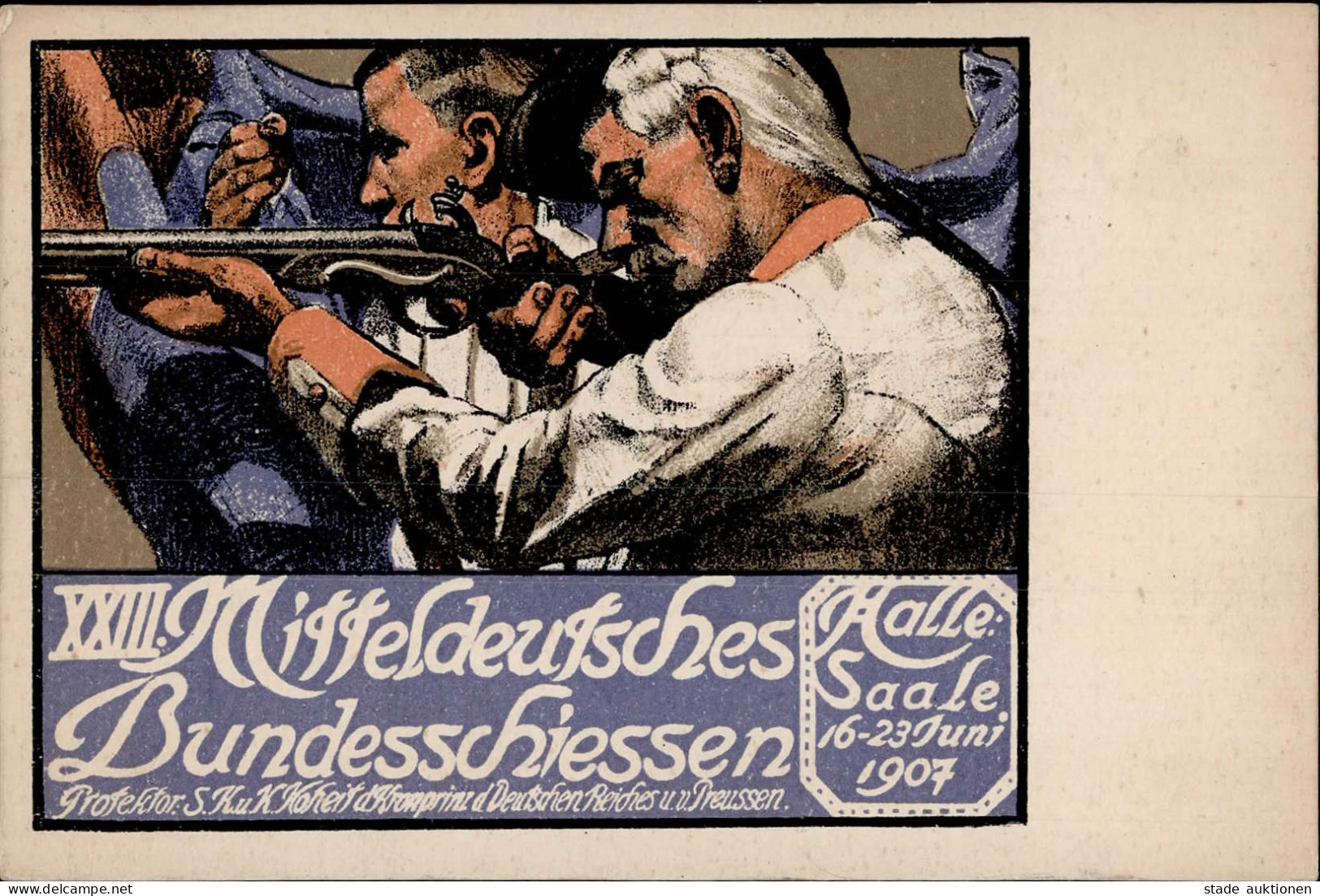 HALLE,Saale - XXIII MD BUNDESSCHIESSEN 1907 Offiz.Karte Nr. 1 Mit Klarem S-o V. 16.6.07 I - Exhibitions