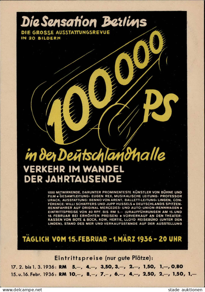 Ausstellung Berlin Autoschau Verkehr Im Wandel Der Zeit 1936 S-o I-II Expo - Expositions