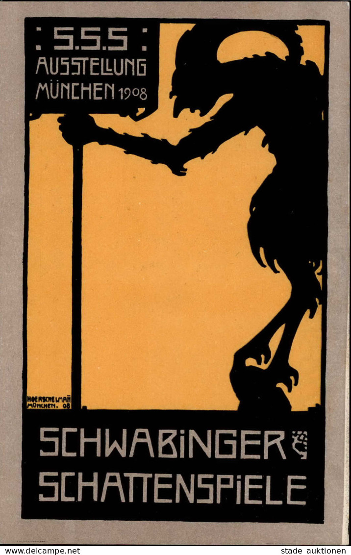 Ausstellung München Schwabinger Schattenspiele Ausstellung 1908 Sign. Hoerschelman I-II Expo - Esposizioni