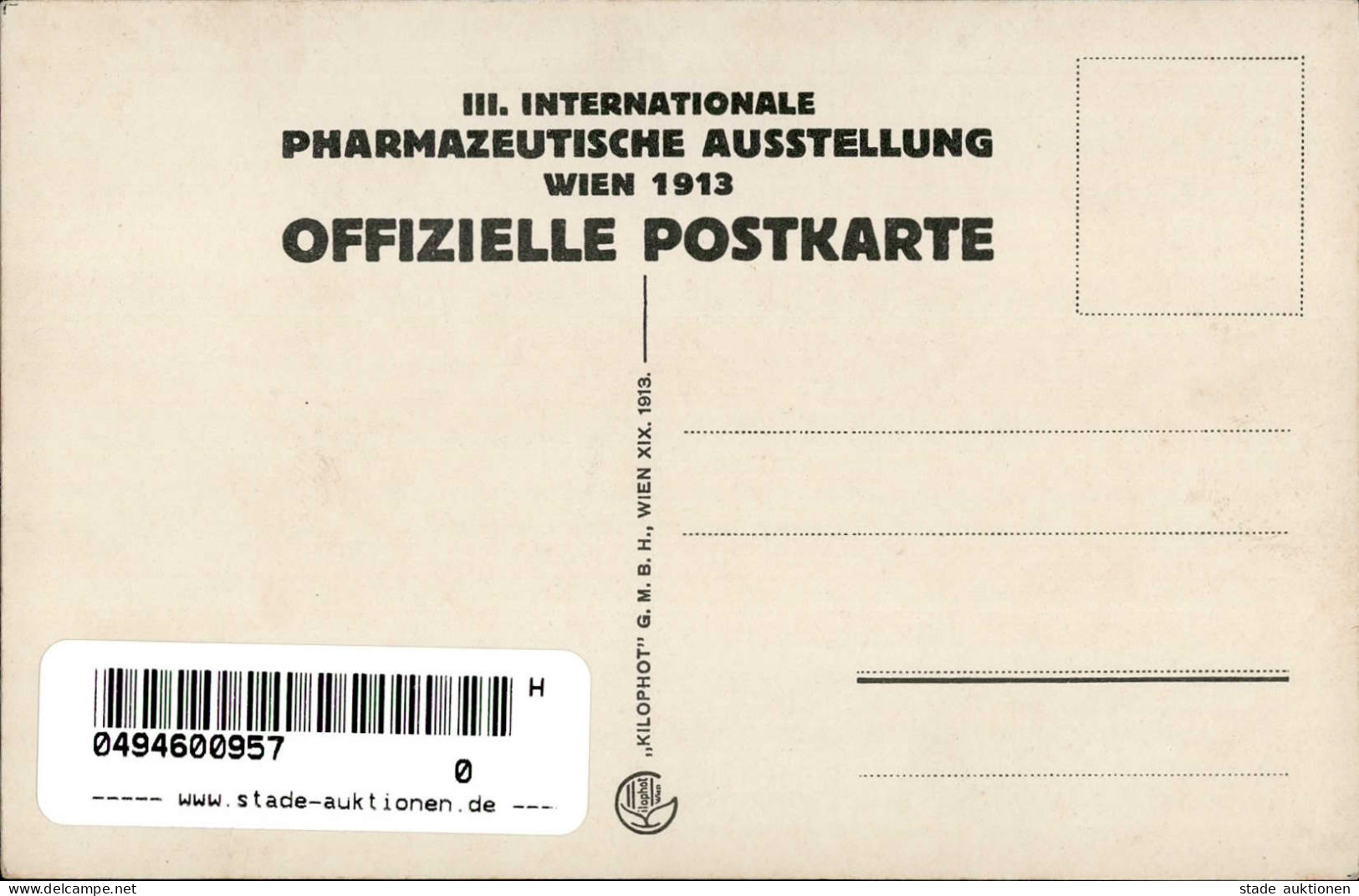 Ausstellung Wien III. Internationale Pharmazeutische Ausstellung 1913 I-II Expo - Expositions