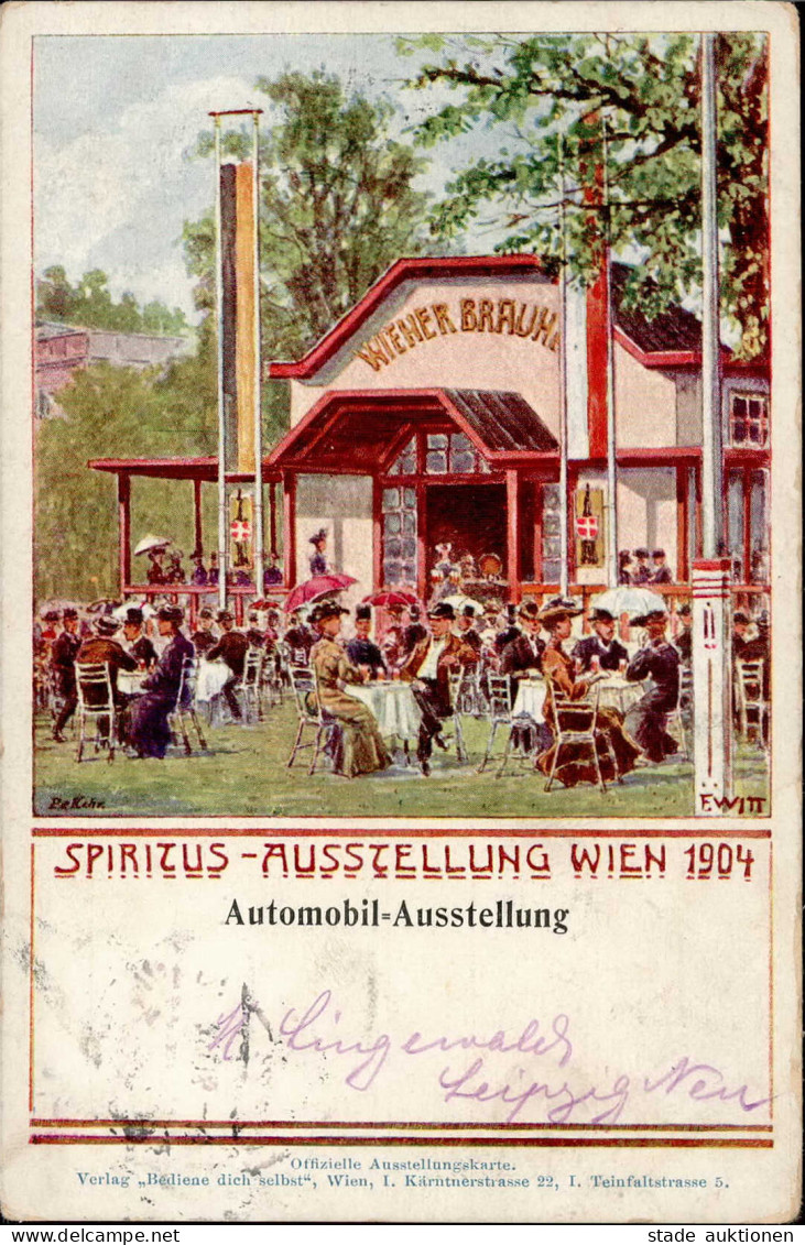 Ausstellung Wien Spiritus-Ausstellung 1904 Automobil-Ausstellung Sign. Witt II (Ränder Abgestossen) Expo - Tentoonstellingen