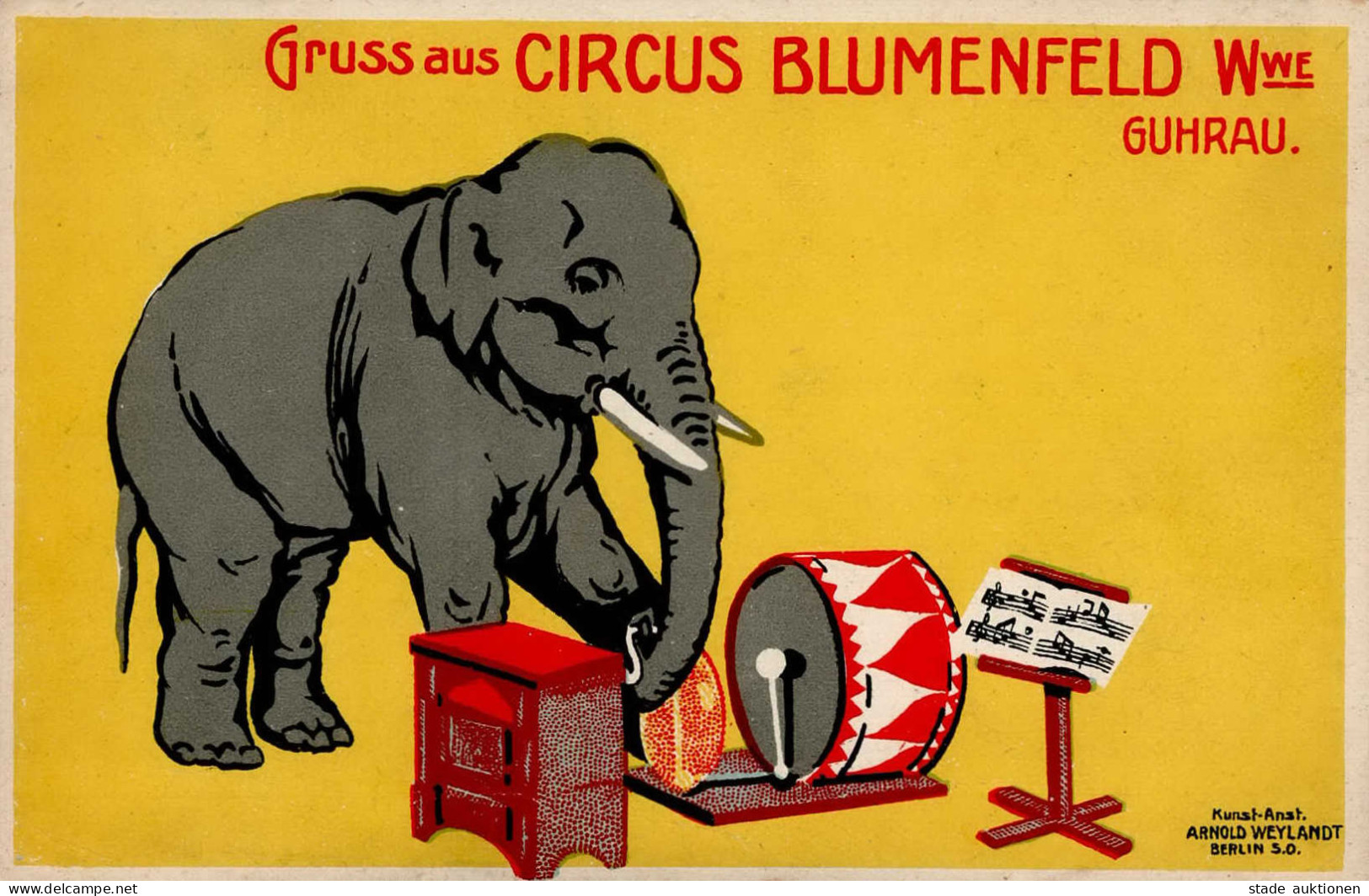 Zirkus Blumenfeld Elefant Sign. Weylandt, A. I-II - Circus