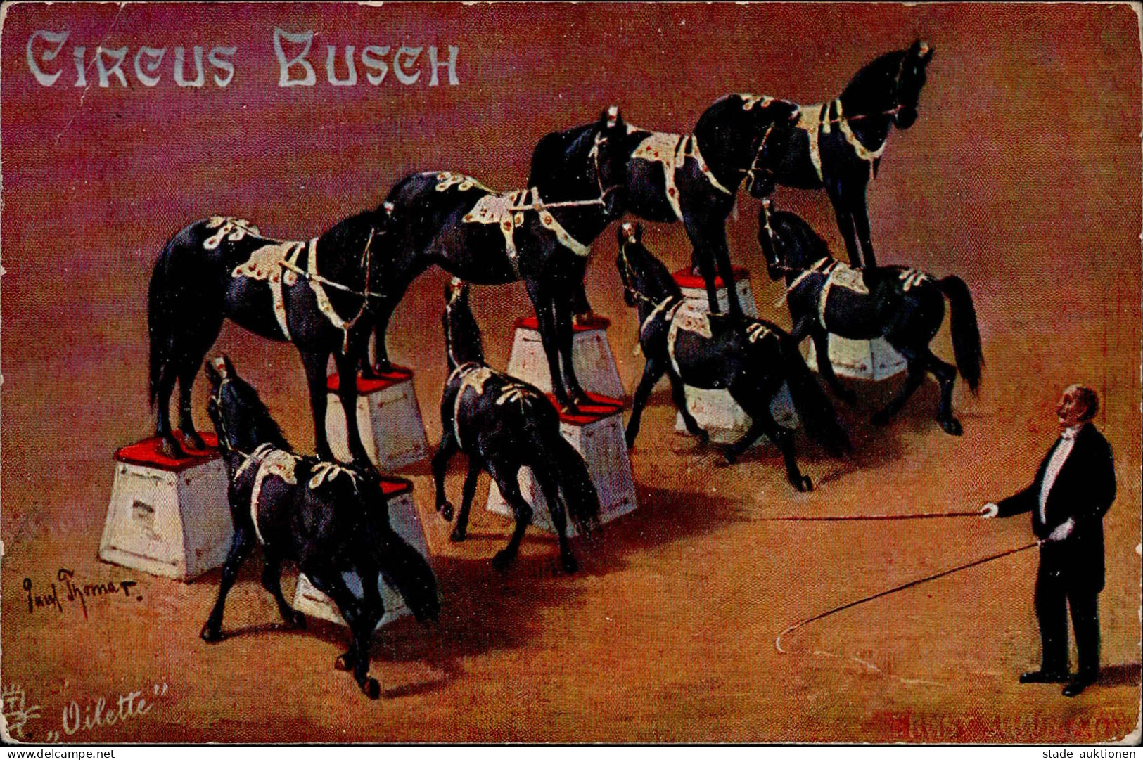 Zirkus Busch Pferde-Dressur Sign. II (Stauchung) - Circus
