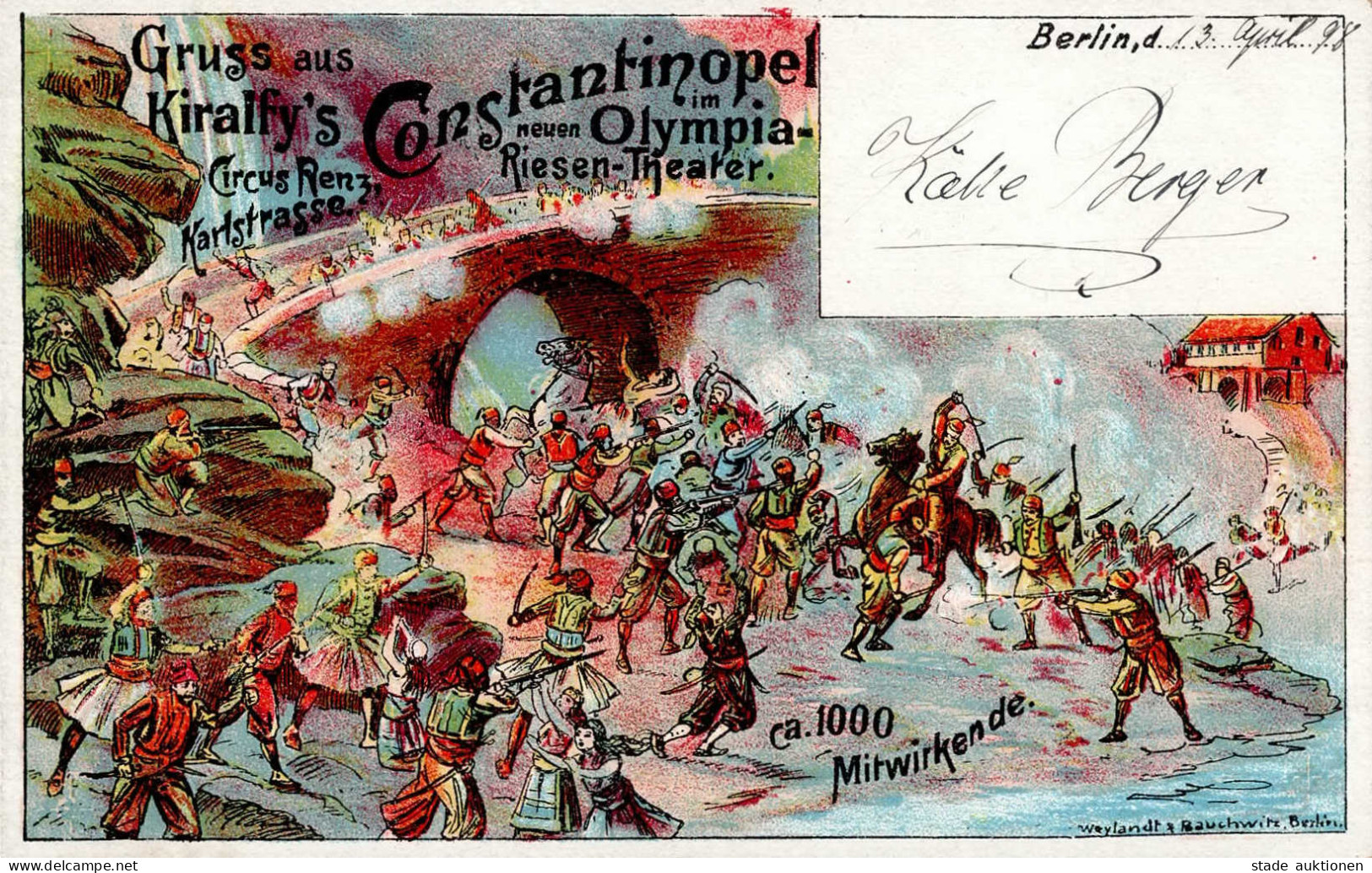 Zirkus Renz Berlin Constantinopel Im Neuen Olympia-Riesen-Theater I-II - Circo