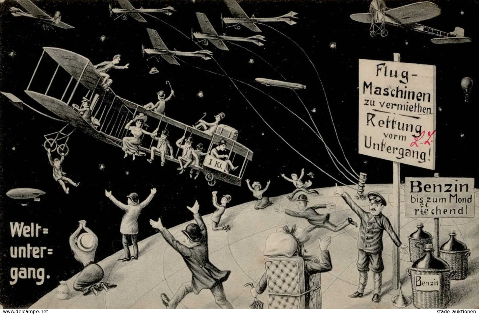 Weltuntergang 19. Mai 1910 Flugmaschinen Zu Vermieten Rettung Vorm Untergang I-II (Ecken Leicht Abgestossen) - Zirkus