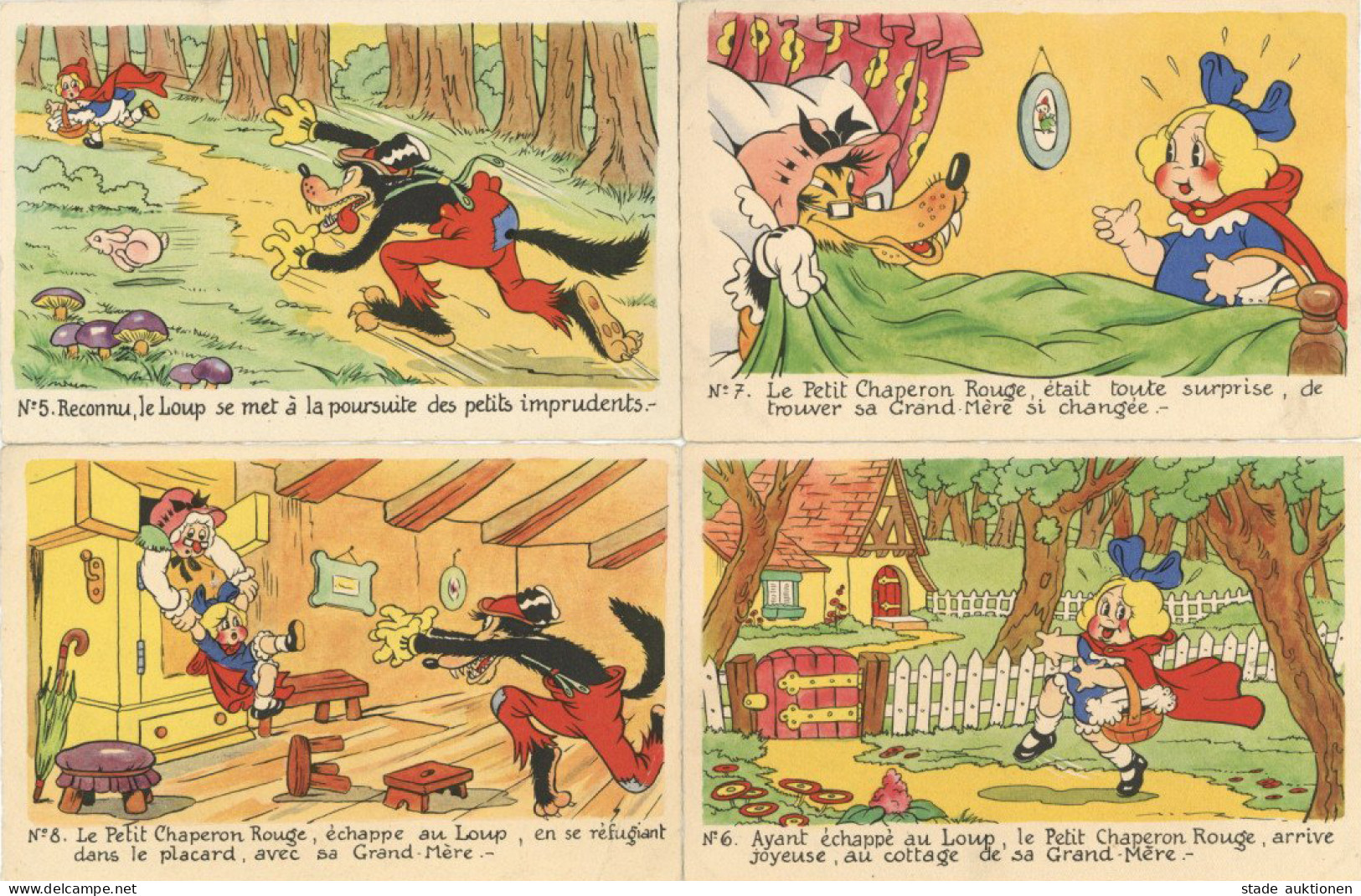 Walt Disney Lot Mit 9 Ansichtskarten Serie Rotkäppchen (unvollständig) - Circo