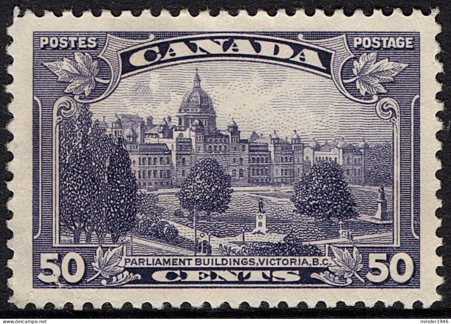 CANADA 1935 KGV 50c Deep Violet, Parliament Buildings SG350 MH - Ongebruikt