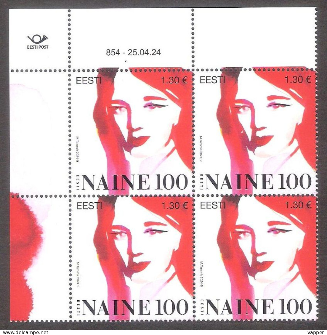 The Magazine Eesti Naine 100 Estonia 2024 MNH Stamp Block Of 4  Mi 1102 - Estland