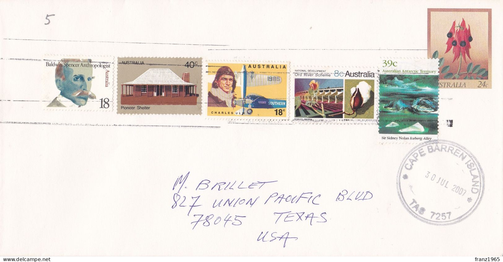 From Australia To USA - 2007 - Lettres & Documents