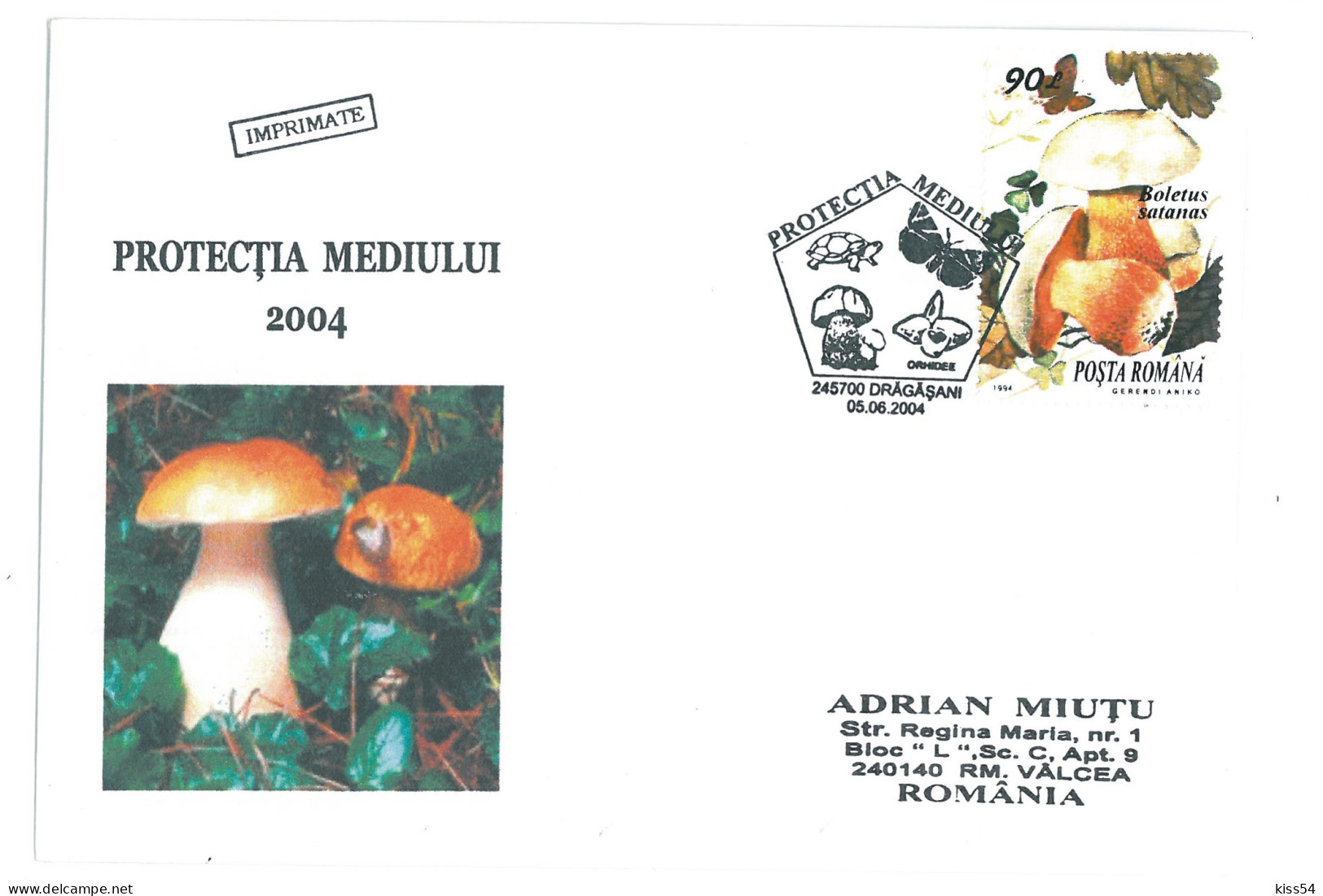 COV 997 - 3158 MUSHROOMS, Romania - Cover - Used - 2004 - Cartas & Documentos