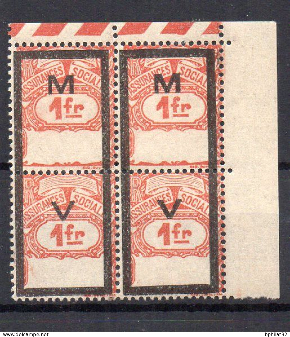 !!! FISCAUX, SECURITE SOCIALE BLOC DE 4 DU N°38 NEUF ** COIN DATE - Stamps