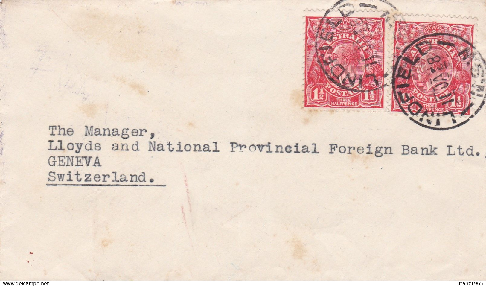 From Australia To Swiss - 1928 - Lettres & Documents