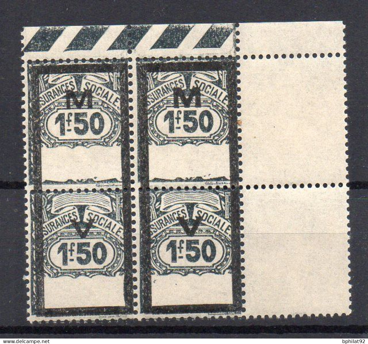 !!! FISCAUX, SECURITE SOCIALE BLOC DE 4 DU N°39 NEUF ** COIN DATE - Timbres