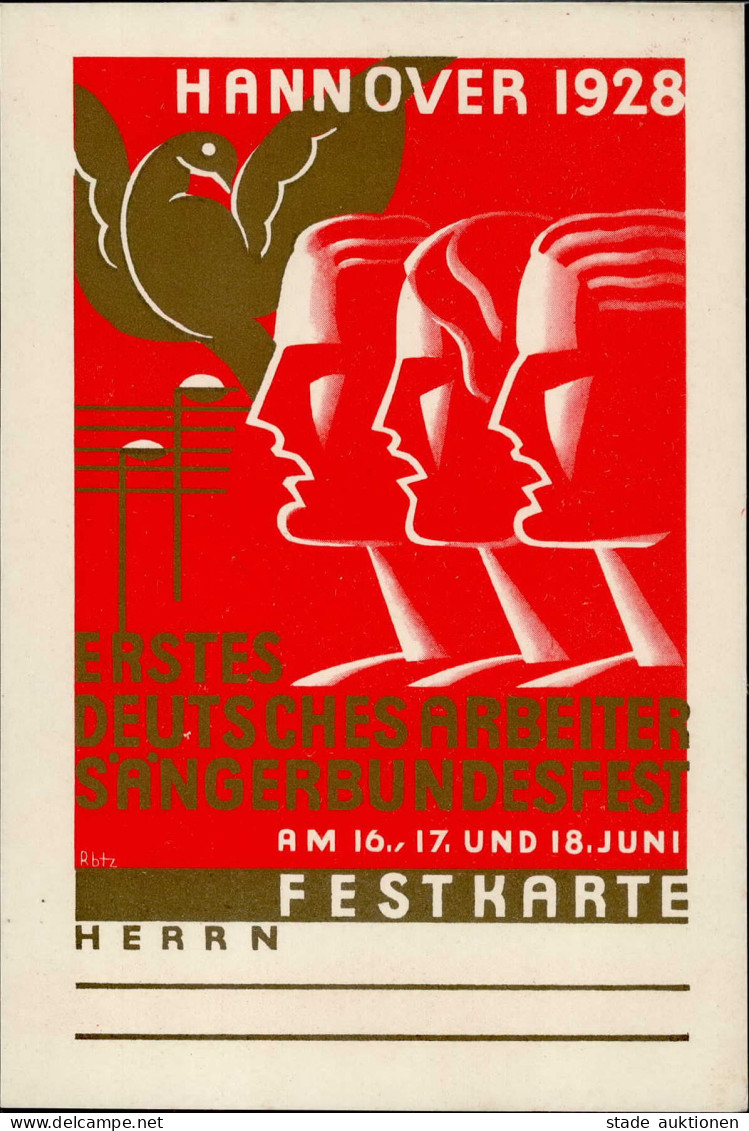 Sängerfest Hannover 1928 Festkarte I-II (keine AK-Einteilung) - Other & Unclassified