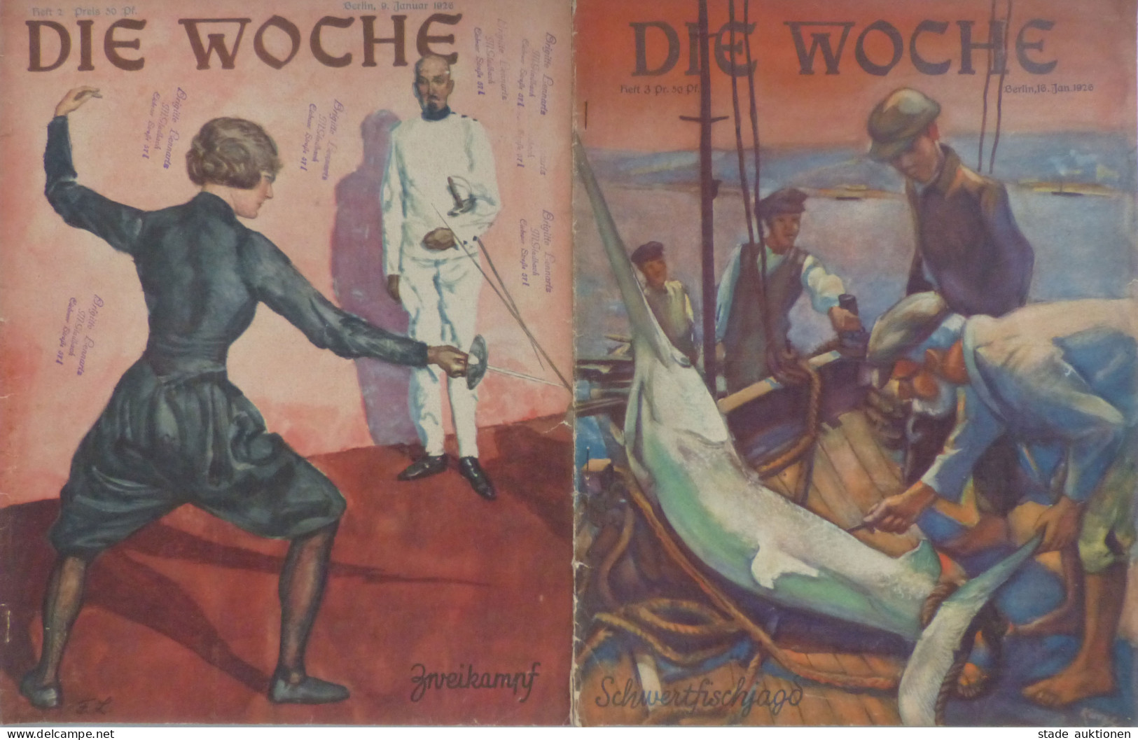 Buch Kl. Lot Mit 4 Ausgaben Der Zeitschrift Die Woche 1926 Verlag August Scherl G.m.b.H. Berlin In Unterschiedlicher Erh - Oude Boeken