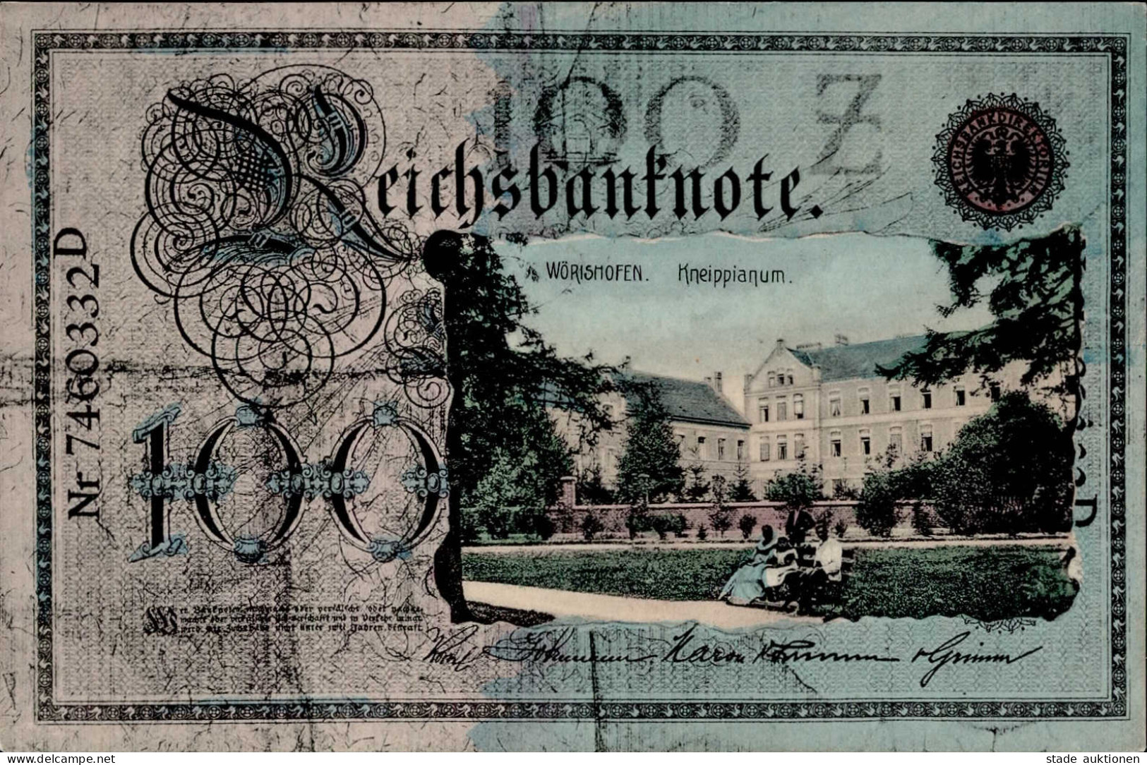 Geld Auf AK Reichsbanknote Wörishofen I-II Argent - Autres & Non Classés