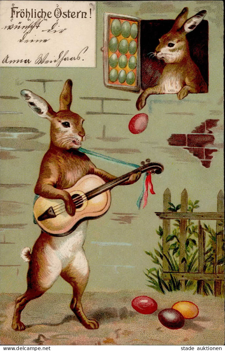 Ostern Hasen Prägekarte I-II (Marke Entfernt) Paques - Easter