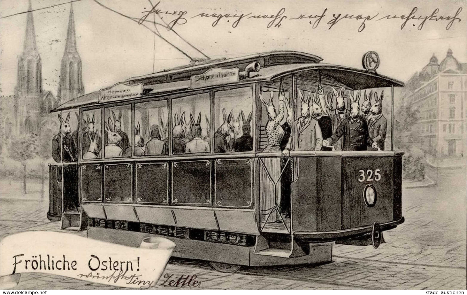 Ostern Osterhasen Straßenbahn I-II Paques - Easter