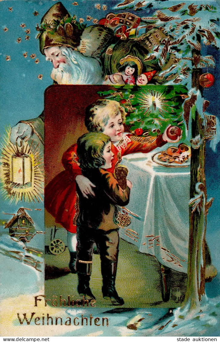 Weihnachtsmann Kinder Prägekarte I-II Pere Noel - Autres & Non Classés