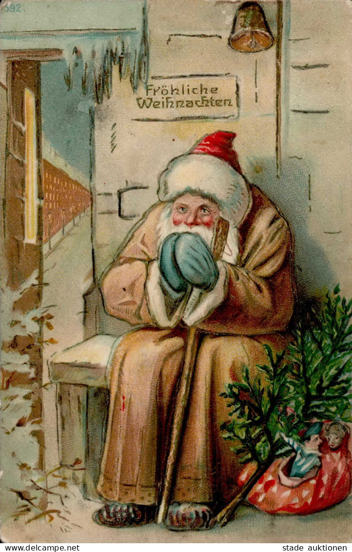 Weihnachtsmann Prägekarte II (Ecken Abgestossen) Pere Noel - Autres & Non Classés