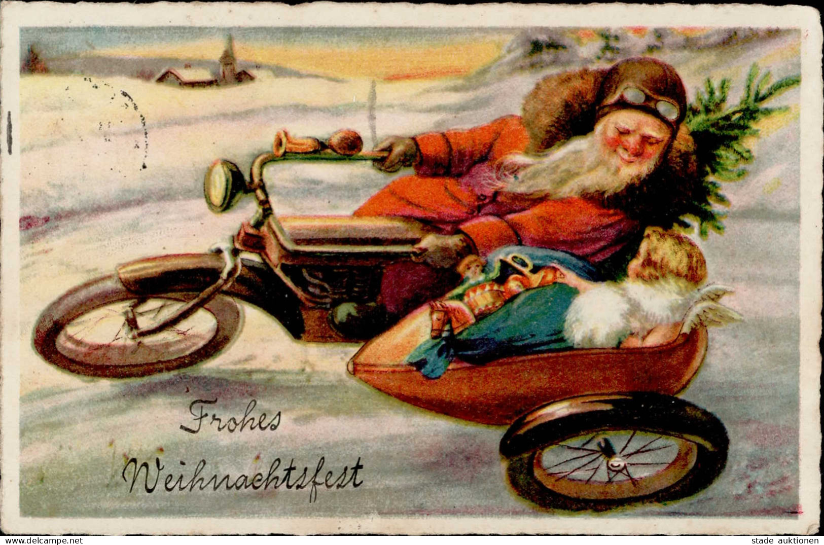 Weihnachtsmann Motorrad Engel I-II (fleckig) Pere Noel Ange - Autres & Non Classés