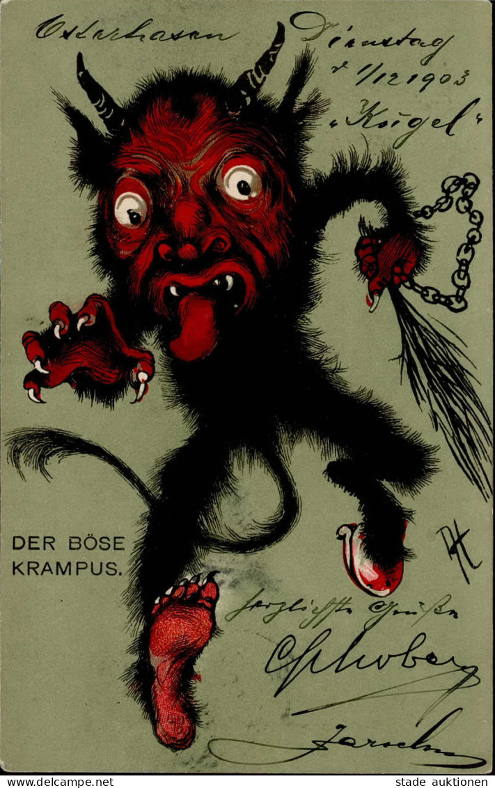 Krampus Sign. Heyer, Arthur I-II - Other & Unclassified