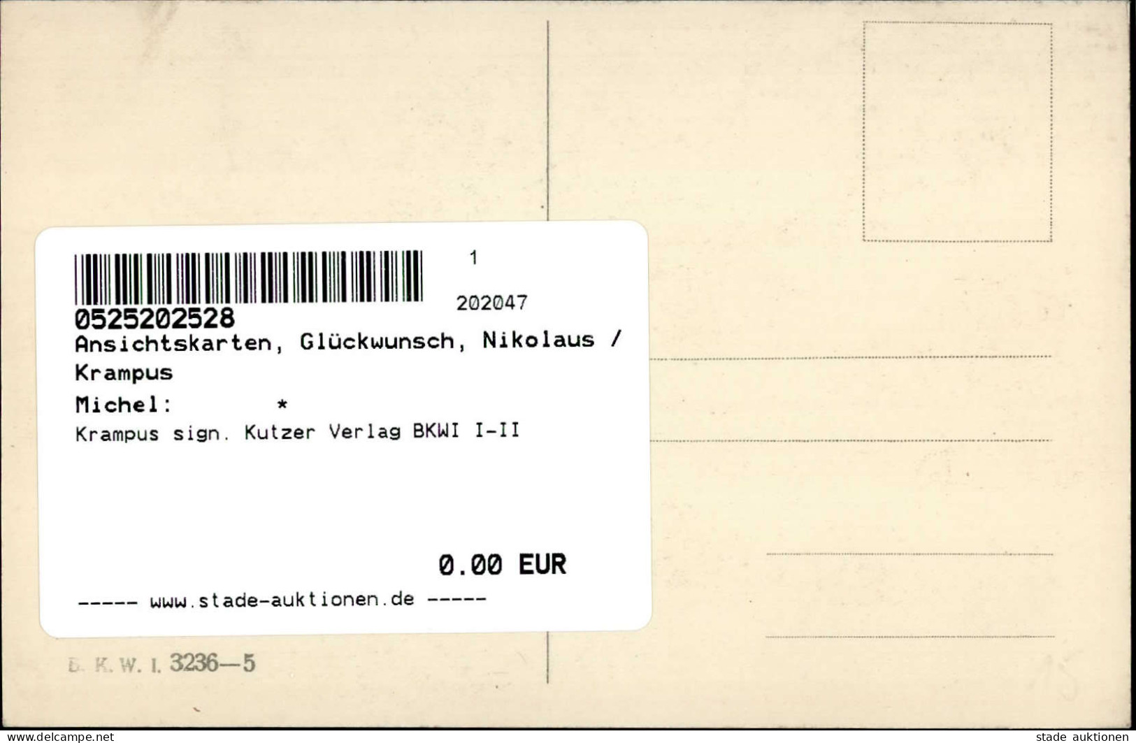 Krampus Sign. Kutzer Verlag BKWI I-II - Other & Unclassified