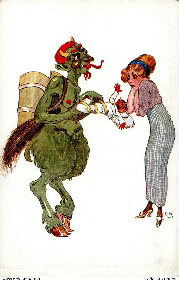 Krampus Sign. O.W. 1911 II (Eckbug) - Autres & Non Classés