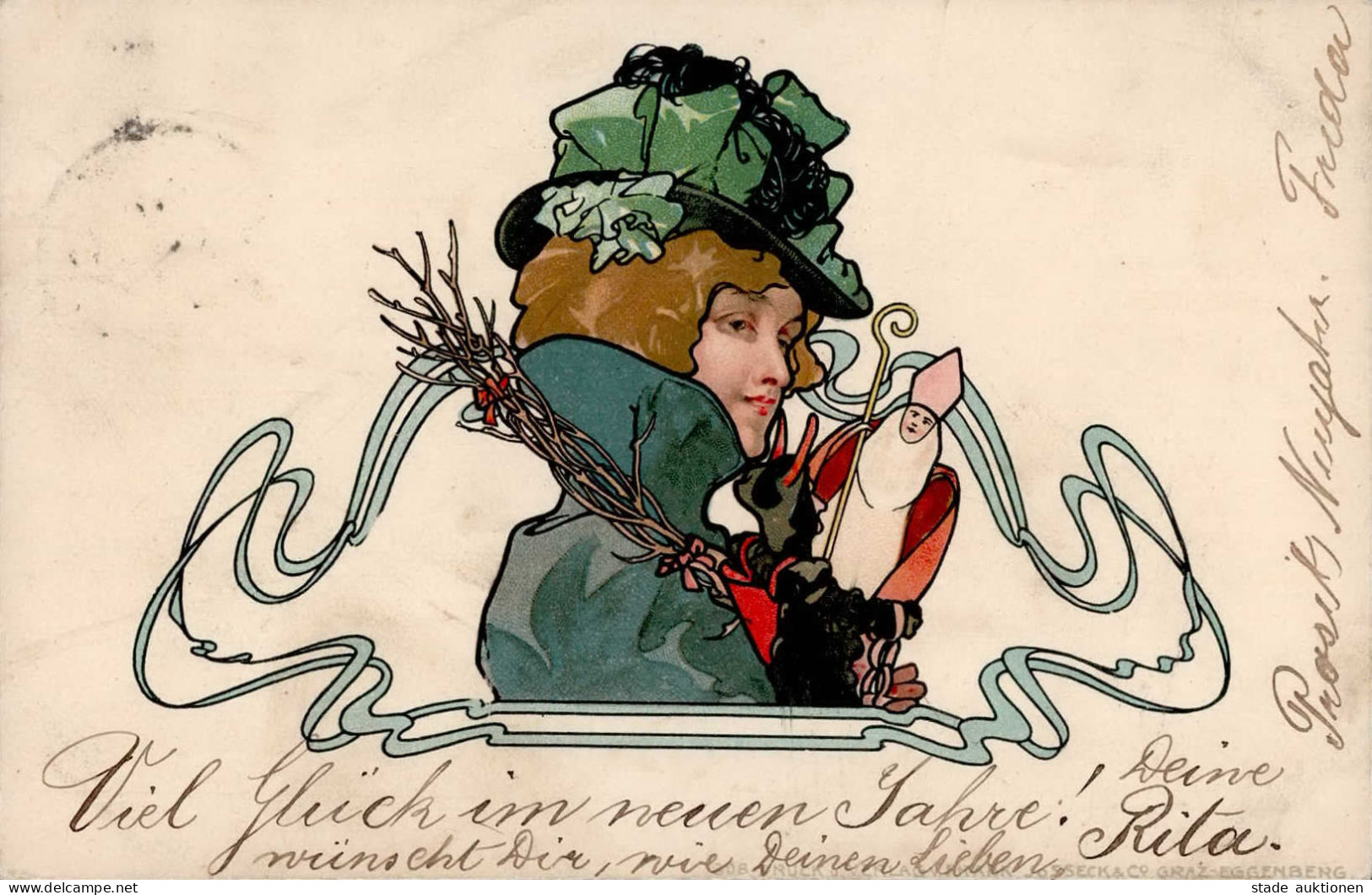 Krampus Jugendstil I-II (fleckig) Art Nouveau - Autres & Non Classés