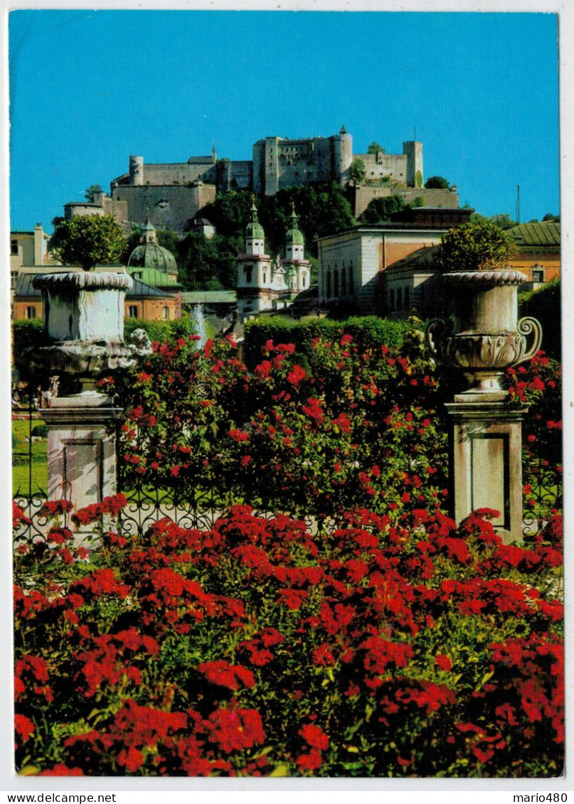 FESTSPIELSTADT  SALZBURG   GIARDINO  MIRABELL CON DUOMO E FORTEZZA      (VIAGGIATA) - Salzburg Stadt