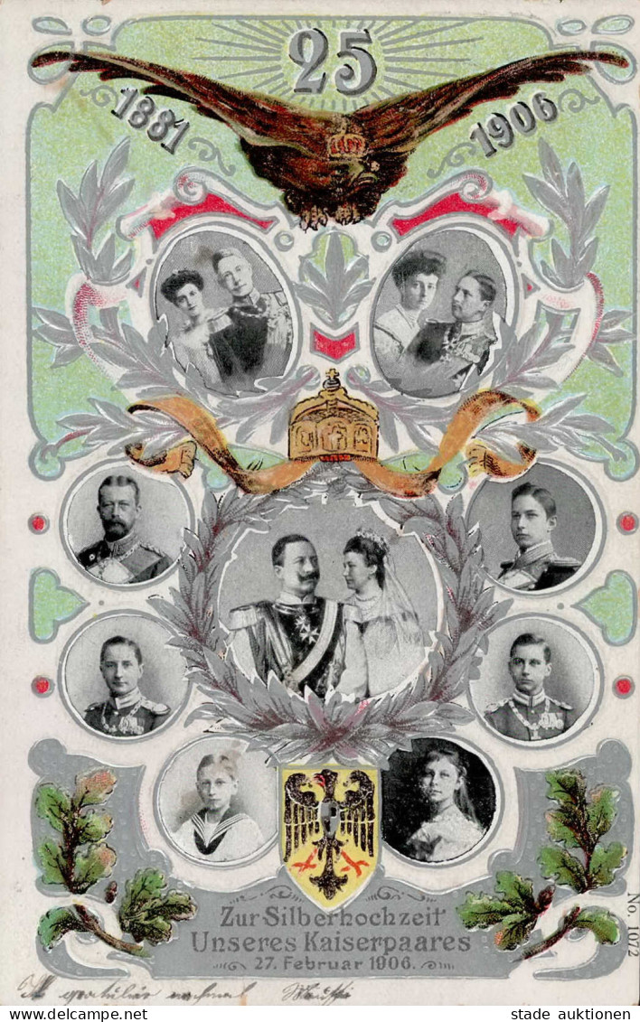 Adel KAISER - Prägelitho SILBERHOCHZEIT KAISERPAAR 1906 I-II - Royal Families