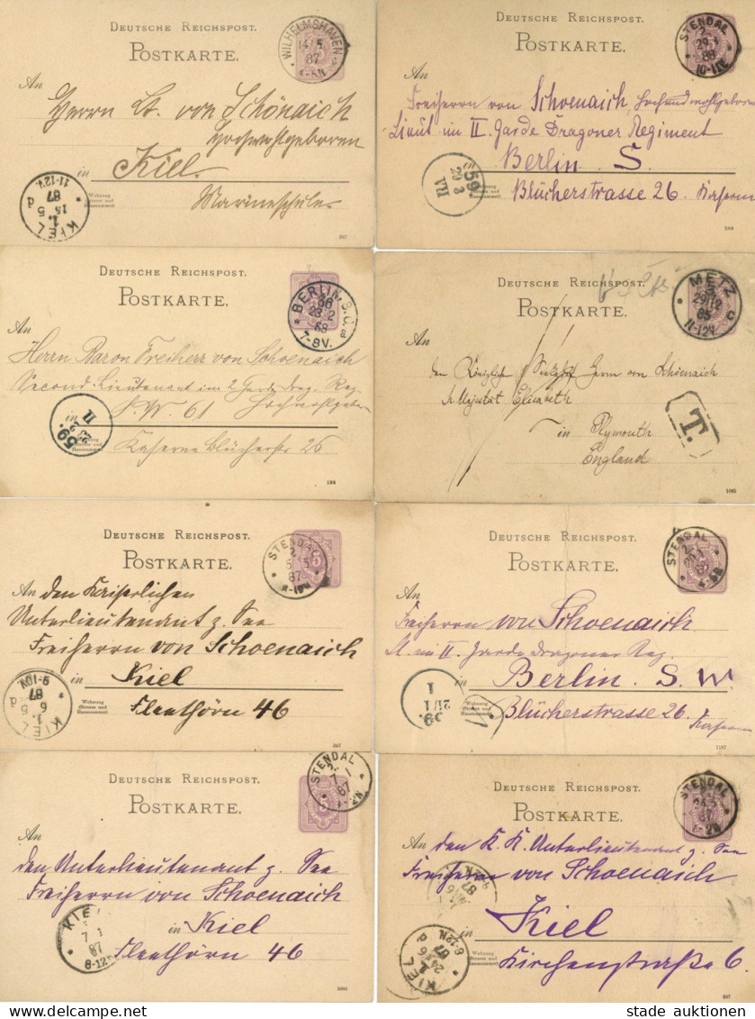 Adel Paul Eugen Freiherr Von Schoenaich Lot Von 8 Postkarten Alle An Ihn Adressiert Aus Den Jahren 1885 - Koninklijke Families