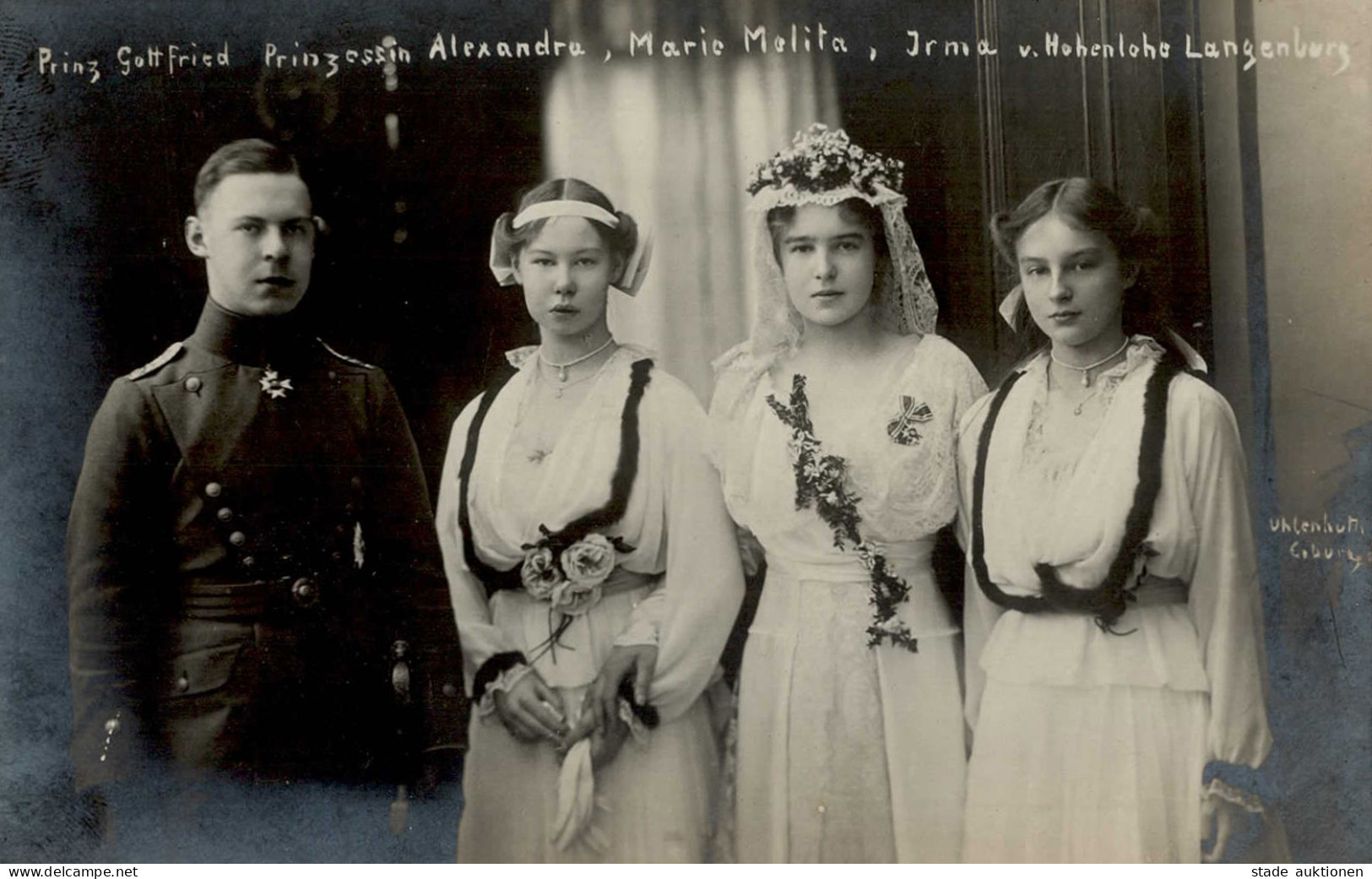 Adel Hohenlohe-Langenburg Prinz Gottfried Mit Den Prinzessinen Alexandra, Marie Melitta Und Irma I-II - Familias Reales