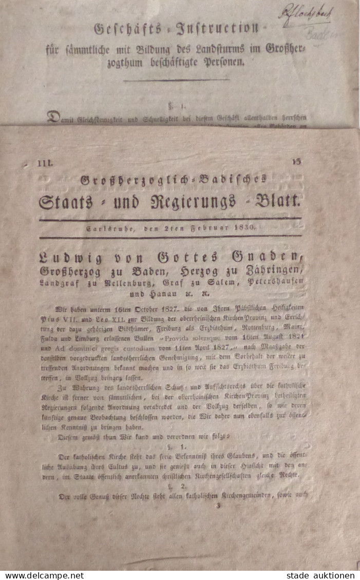 Adel Baden Geschäftsinstruktion Für Sämtliche Mit Bildung Des Landsturms Im Großherzogtum Beschäftigte Personen Von 1814 - Case Reali