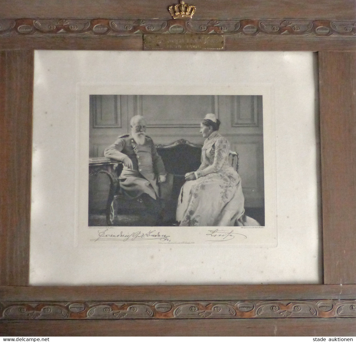 Adel Baden Großherzog Friedrich Mit Gemahlin Luise Zur Erinnerung An Die Goldenen Hochzeit 1906 Bilderrahmen Aus Holz (4 - Case Reali