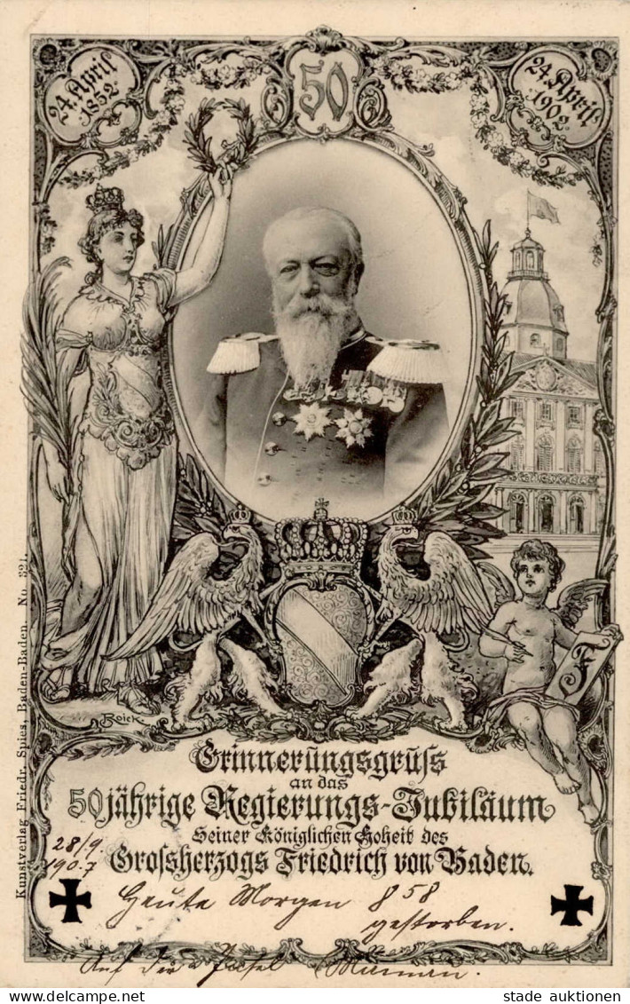 Adel Baden Großherzog Friedrich 50jähriges Regierungs-Jubiläum 1902 I-II - Koninklijke Families